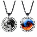 Adjustable Black Rhinestone Necklace Yin Yang Pendant Vintage Taoist Symbol Taichi Yoga Amulet Jewelry Reflecting Chinese