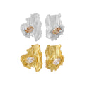 Geometric Asymmetrical Diamond Stud Earrings Women S925 18k Gold Sterling Silver Irregular Bark Design Fashion Hoop Earrings