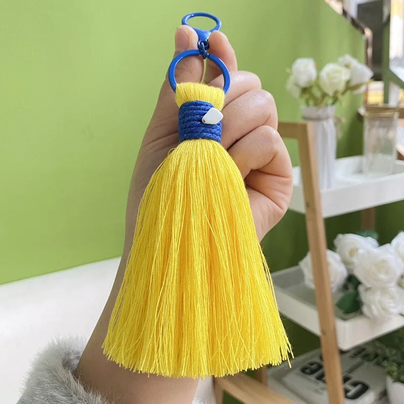 Handmade Tassel Keychain Rustic Rectangle Pig Macrame Design Eco-Friendly Cotton Thread Wedding Favors Fashion Beauty Accessory