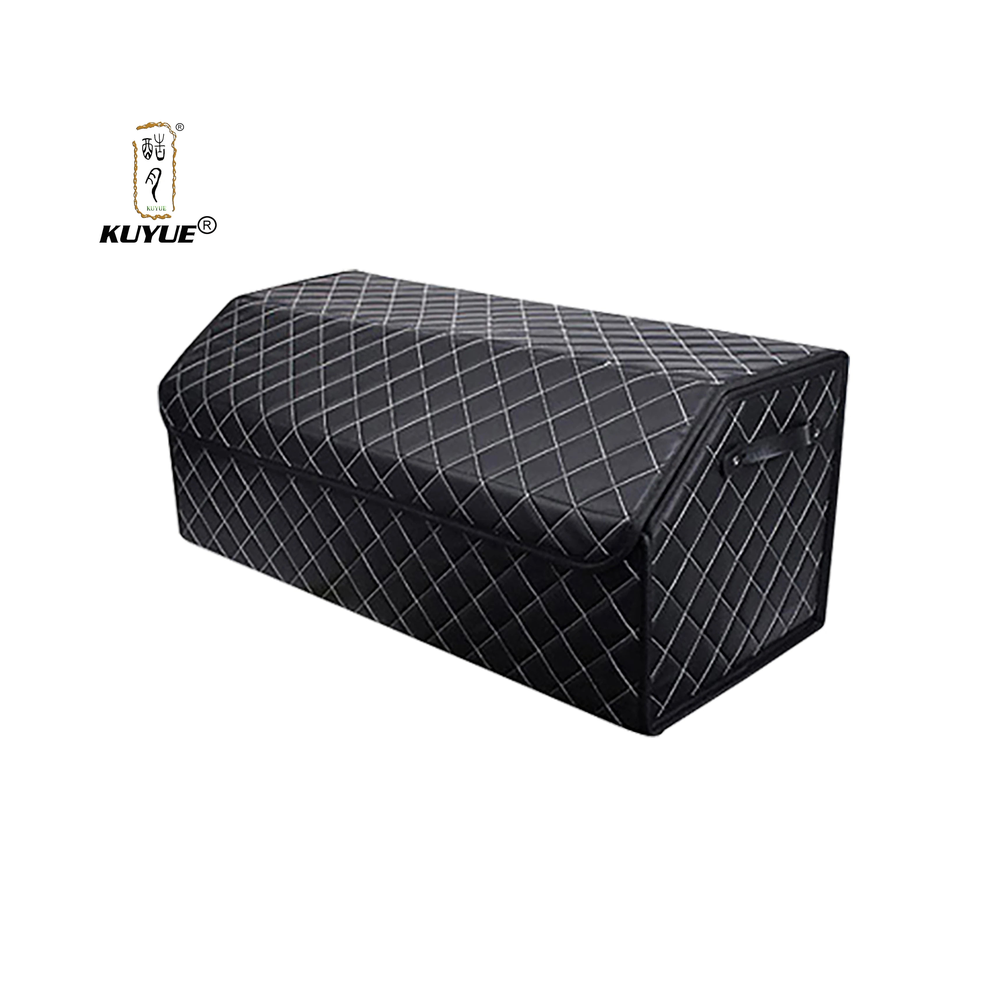 KUYUE Artificial Leather Car Trunk Organizer Large Capacity Soft Car Organizers and Storagefoldablewith Lip for Car SUV/Jeep