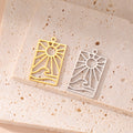 Wholesale Stainless Steel Square Pendant Gold Color Hollow Sun Shine Charm Jewelry Accessories for Necklace Bracelet Earring