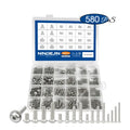 304 Stainless Steel M2 M3 M4 M5 Screw Set Round Hex Socket Allen Bolt Nut Washer with Plain Finish A2-70 Grade