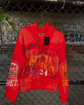 US Free Tax Streetwear Mens Heavy Cotton Screen Print Zip up Hoodie Vintage Acid Wash Oversized Rhinestone Hoodie