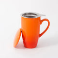 15oz Color Large Handle Modern Design Fujian Porcelain Coffee Mug Tea Mug Ceramic Tea Cup with Stainless Steel Infuser