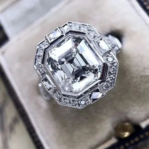CAOSHI Unique Octagon Shape Retro Silver Ring Royal Zircon Stone Cubic Carved Male Luxury Vintage Rings 2025