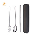 Hot Selling Outdoor Spoon and Fork Chopstick Set Eco-friendly Korean Stainless Steel Cutlery Set with Case