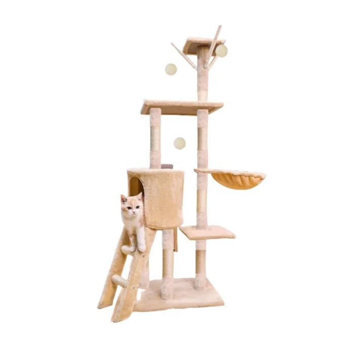 Cat Tree New Pet Cat Climbing Frame Modern Wooden Sisal Multi Level Luxury Large Floor to Ceiling Cat Tree
