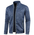 Men's Classic High Collar Full Zip Color-Block Knitted Cardigan Sweater Coat Casual Fashion Streetwear
