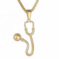 MECYLIFE Stainless Steel Nurse Jewelry Necklace Gold Plated Stethoscope Necklace