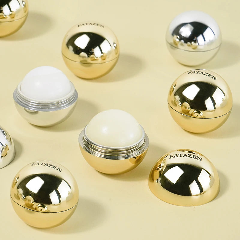 Wholesale Organic Vegan Moisturizing Round Golden Silver Lip Balm Ball Mango Rose Vanilla Blueberry Coconut Natural Lip Balm OEM