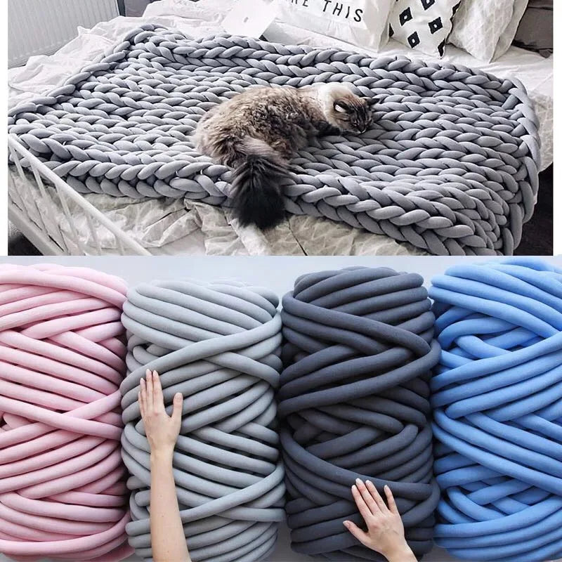 XinLan Hand Knitting Crochet DIY Giant Tube Yarn Blanket Pet House Soft 2.5cm Knit Chunky Yarn