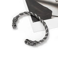 Trendy Double Dragon Stainless Steel Viking Wolf Head Rose Gold Plated Bracelet Unisex Battle-Themed Crow Norse Fashion Bangle