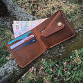 For Boshiho Men's Slim Vintage Crazy Horse Genuine Leather Bifold RFID Wallet Customized Short Type Cards Holder Anti-theft Nylo