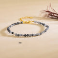 Zooying  3mm 4mm Round Faced Natural Crystal Black Quartz Rutilated Stone Beads Bracelet for Women