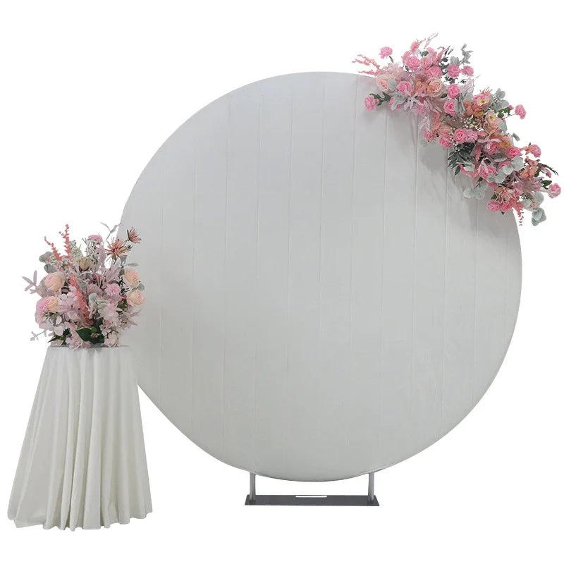 Romantic Light White Velvet Cover Round Backdrop Stand Wedding Party Decoration