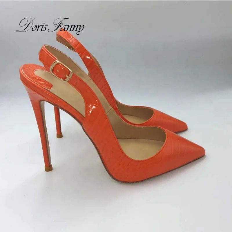 Custom Made Woman High Heel Shoes Slingback Pointed Toe Stiletto Pumps Slip-On Closure Thin Heels for Summer