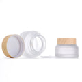 clear Frosted Color Cosmetic 5ml 15ml 30ml 50ml 100ml clear Frosted Glass Jar with Bamboo Wood Lid