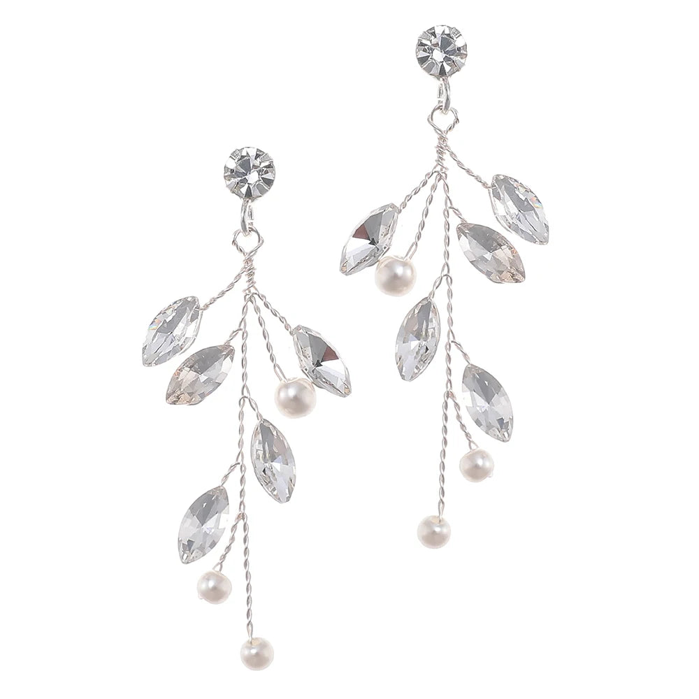 Simple Crystal Bridal Earrings Handmade Cheap Bride Earrings