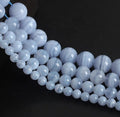 Natural Chalcedony Blue Lace Agate Gemstone Round Loose Beads for Bracelet Necklace Earrings Jewelry Making Crafts Design