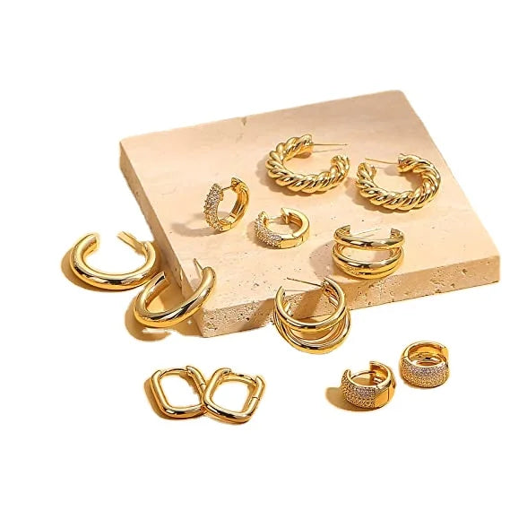 Stainless Steel Thick Ring Women Plated 18K Gold Dubai Gold Hypoallergenic Earrings Jewelry Gift Set