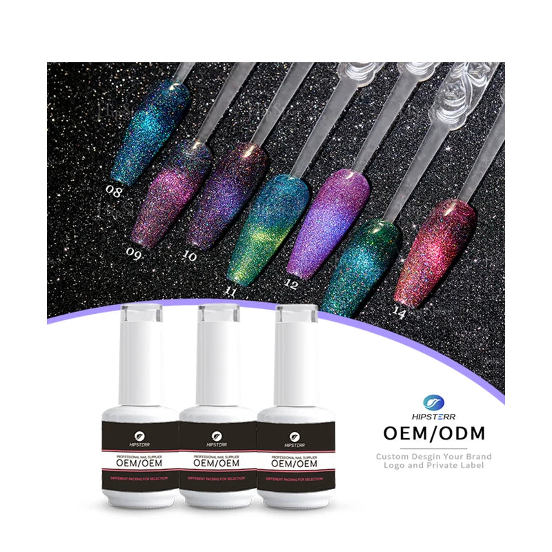 Hipsterr Soak Off Quicksand Magnetic Cat Eyes Gel Nail Polish Nail Art Design Manicure Magnet Cat Eye Gel Polish