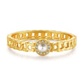 DHJ60479 Wholesale European and American Gold Plated Hollow Weave Chain Crystal Bangle Round Zircon Bangle