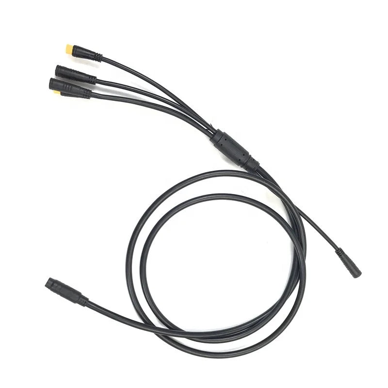 Electric Bike Power Cable 2pin 3pin 5pin 9pin M8 IP65  Waterproof Connector 4 in 2 Cable LED Light