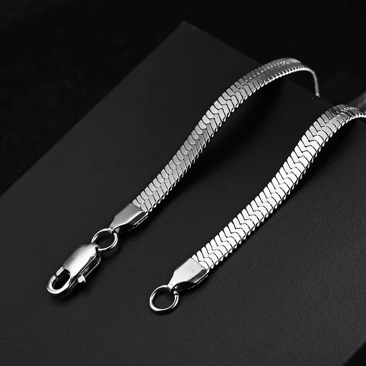 Waterproof Stainless Steel Herringbone Chain Necklace Fashion 18K Gold Plated 6mm Width Herringbone Necklace Chain for Men