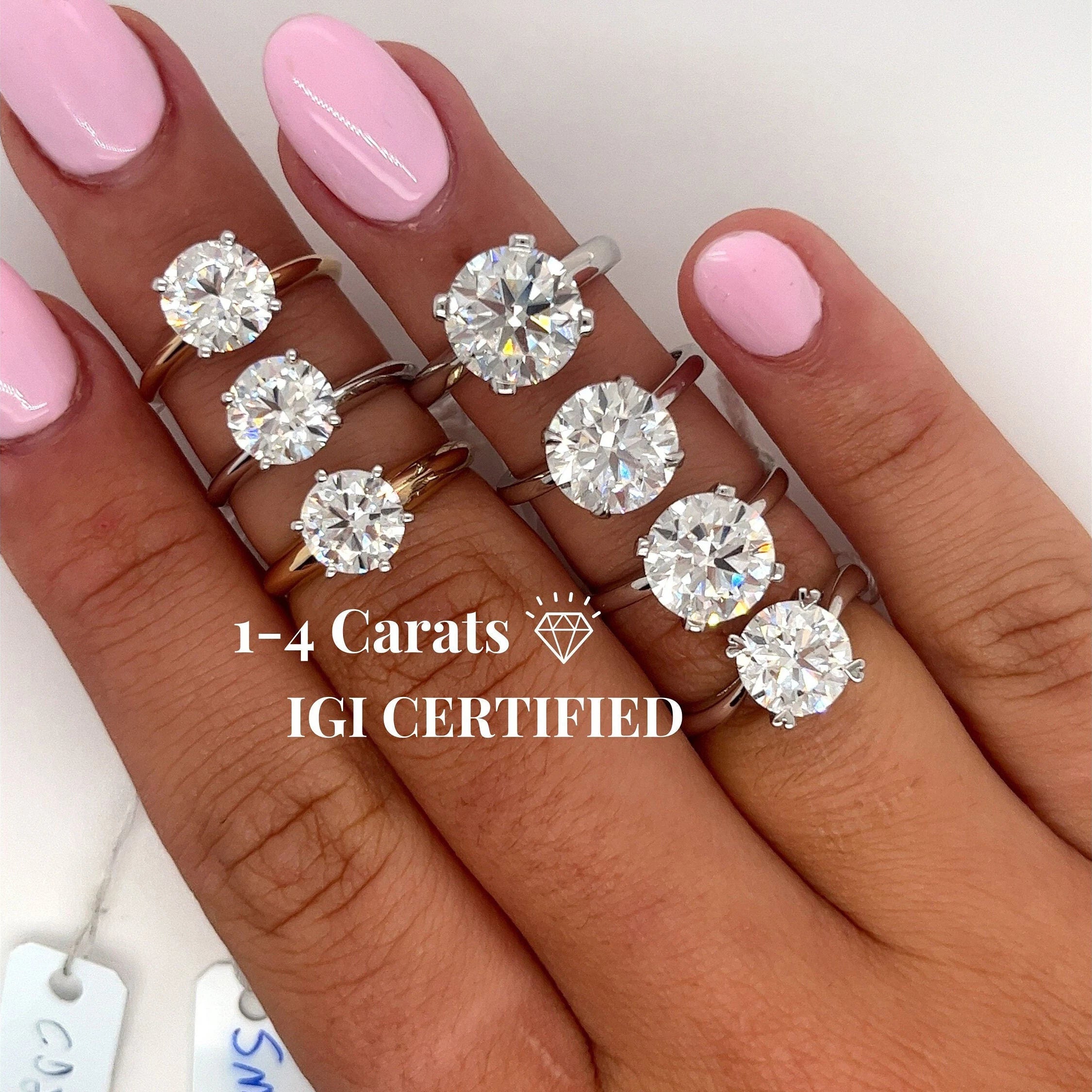 IGI Certified 1-4 Carat Round Cut CVD Lab Grown Diamond Engagement Ring 14K White Gold Solitaire Lab Diamond Ring