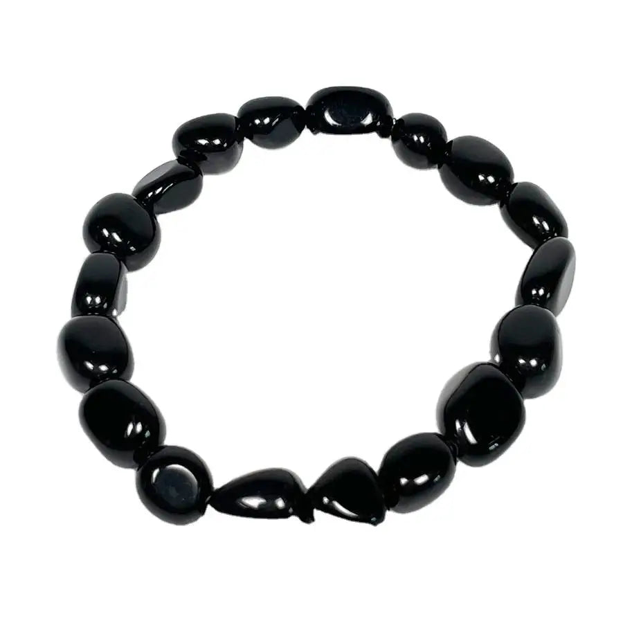 Black Obsidian Healing Crystal Natural Stone Bracelet Wholesale Wristband Black Good Luck Nugget Bracelet