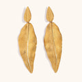 Dingran New Design Patchwork Feather Leaf Drop Earrings 18K Gold Stainless Steel Tarnish Free Women Jewelry