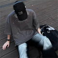 Custom Heavy Cotton Loose Fit O-Neck T-Shirt 220g Canvas Eco-Friendly Breathable Short Sleeves