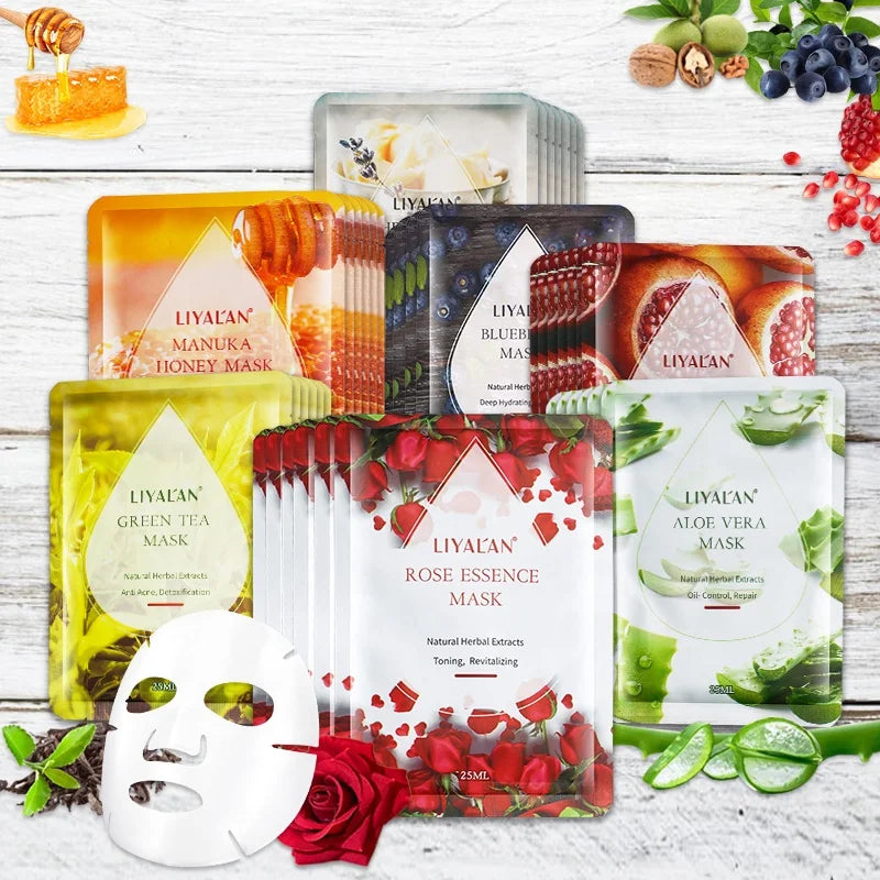 Face Sheet Mask Organic Plant Fruit Whitening Moisturizing Beauty Skin Care Facial Mask