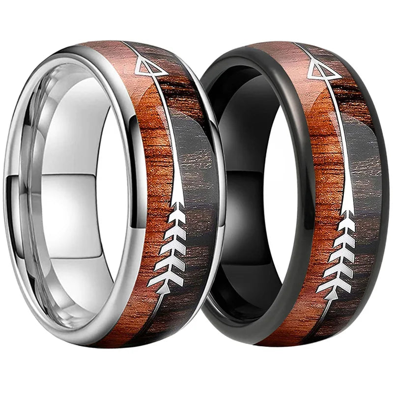 Europe and the United States Fashion Rose Gold Arrow Wood Grain Ring Trend Men's New Ring