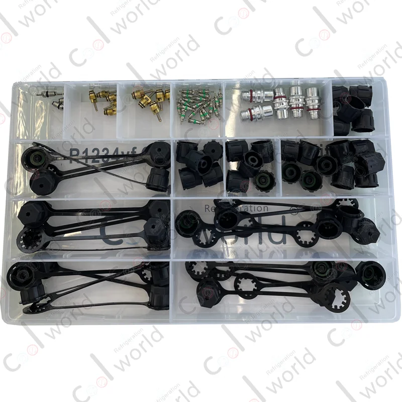 COOLWORLD 90pcs R-1234YF A/C System Service Cap and Valve Core Kit