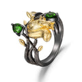 C7874 Abiding Jewelry Brand New Designer Antique Series Squirrel Natural Chrome Diopside 925 Sterling Silver Women Ring