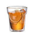 Creative Double Square Milk and Juice Glass Cup High Borosilicate Double Wall Layer Glass Cup for Tea