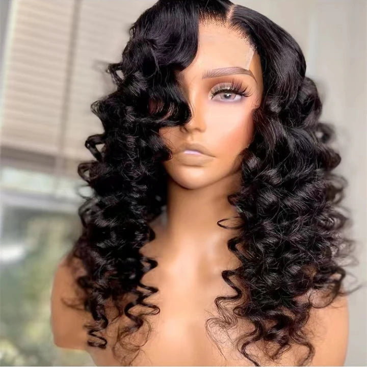 Hot Wig Natural Color Deep Loose Wave Virgin Brazilian Cuticle Aligned Full Human Hair Lace Frontal Closure Wigs