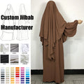 2 Piece Prayer Dress Muslim Islamic Clothing Jazz Crepe Modest Dress Drop Fall Sleeve Abaya Set Match Khimar