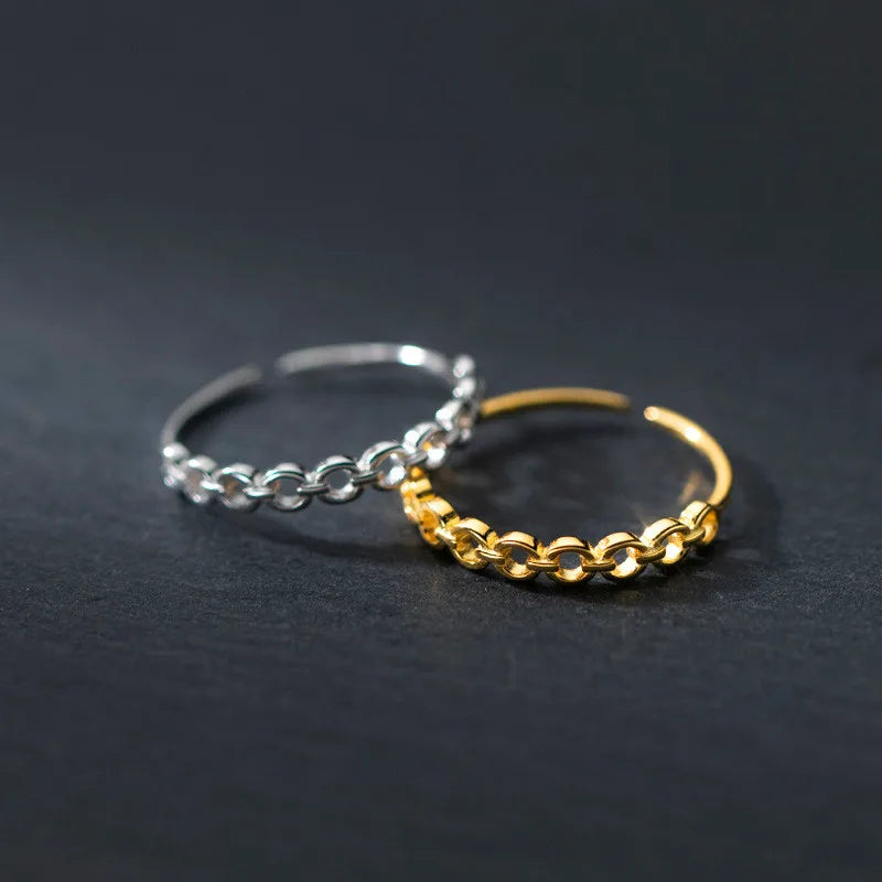 Gold Filled Interlock Loop 925 Sterling Silver Oval Open Ring