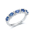 YBO 5pcs Oval Cut Sapphire Natural Gemstone Rings 925 Sterling Silver Platinum Plated Adjustable Trendy Engagement Wedding Party
