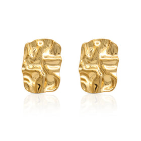 Chris April in Stock Silver 316L Stainless Steel Organic Bumpy Texture Big Sized Statement Earrings