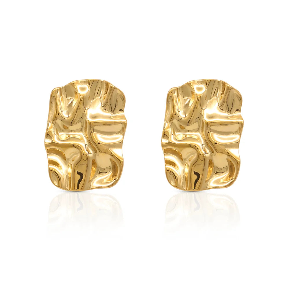Chris April in Stock Silver 316L Stainless Steel Organic Bumpy Texture Big Sized Statement Earrings