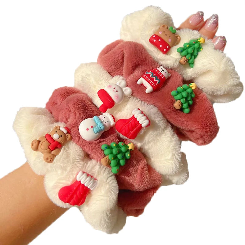 MIO New Plush Elastic Hair Bands Hair Scrunchies Sweet Girl Plush Hair Ties Soft Fur Scrunchies for Ponytail