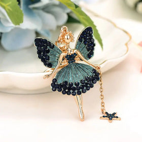 Fashion Rhinestone Butterfly Wing Fairy Angel Keychain Dancing Ballet Sparkling Crystal Keyring Pendant Metal Key Chain Decorate