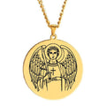 HLSS443 Angel Michael the Archangel with Sword Titanium Steel Jewelry Amulet Talisman Laser Cut Stainless Steel Pendant Necklace