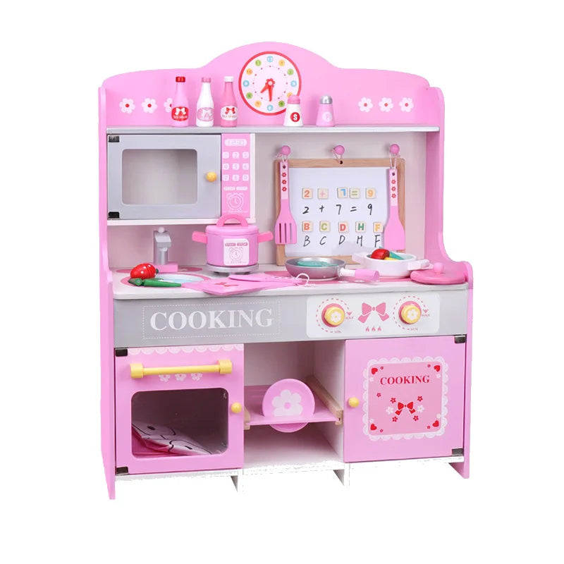 Pretend Wooden Big Kitchen Toy Food Game Cooking Play Set Toy Children Wooden Kitchen Toy Set