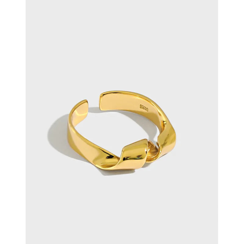 925 Sterling Silver Spiral Adjustable Rings Glossy 18K Gold Rings Fashion Twist Rings for Girls Women Gifts Wholesale