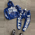Custom Streetwear Jogging Suits 2 Piece Flare Sweatpants and Hoodie Set Men Distressed Vintage Acid Wash Tracksuit for Men