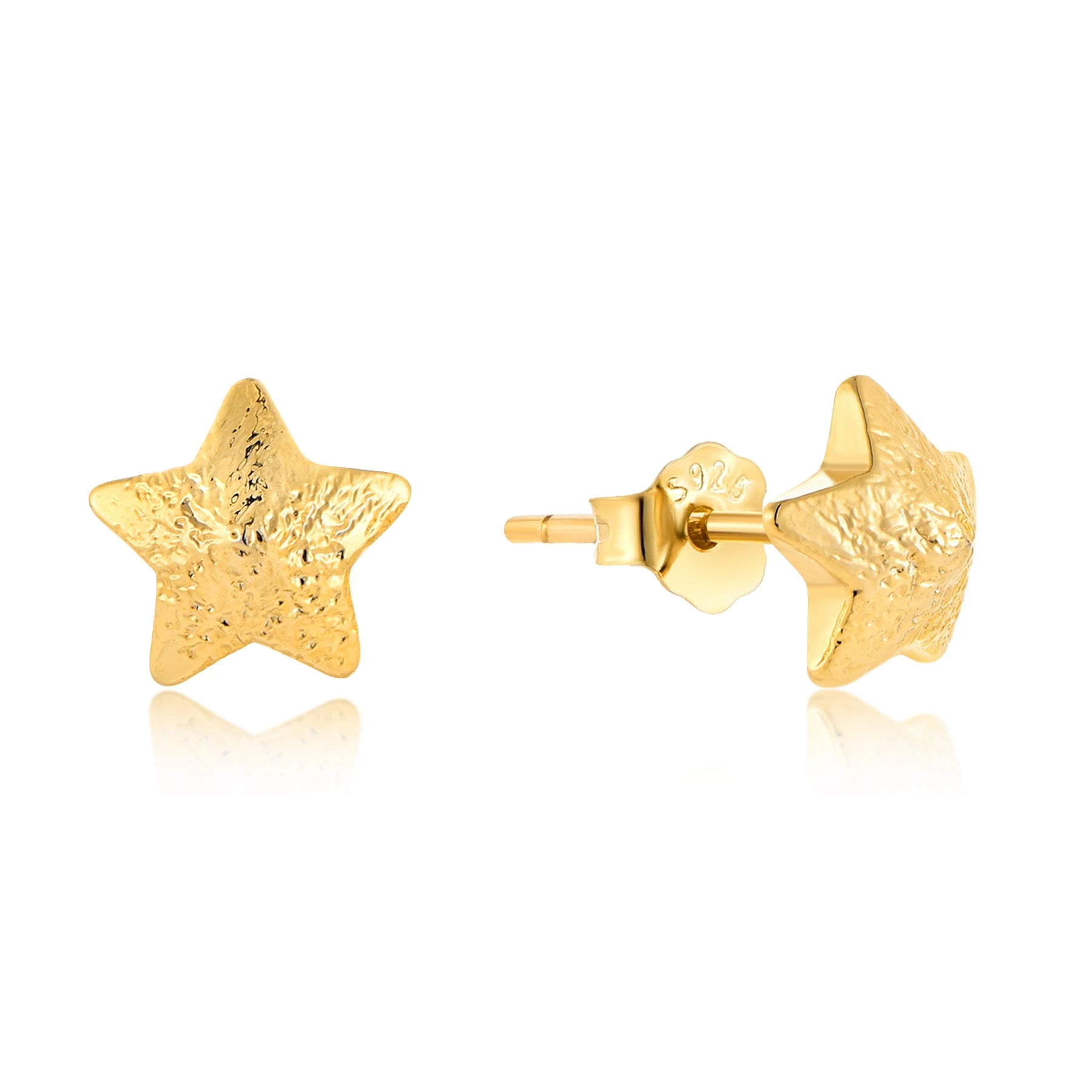 QX Custom OEM 925 Sterling Silver Fine Jewelry Minimalist Five-Pointed Star 18K Gold Plated Stud Earring for Women